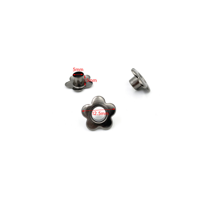 100 vnt. 5 mm skylė, gėlė, metalinės kilpos, skirtos „Scrapbooking“ batams, batams, diržams, krepšiams, etiketėms, drabužiams, siuvimui, odai, rankdarbiams, „pasidaryk pats“ priedai