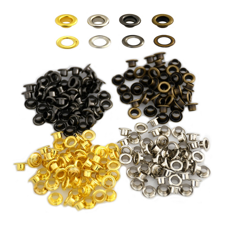 100 rinkinių 5 mm žalvarinė ąsa su 300 # poveržle, odinė rankdarbių taisymo įvorė.