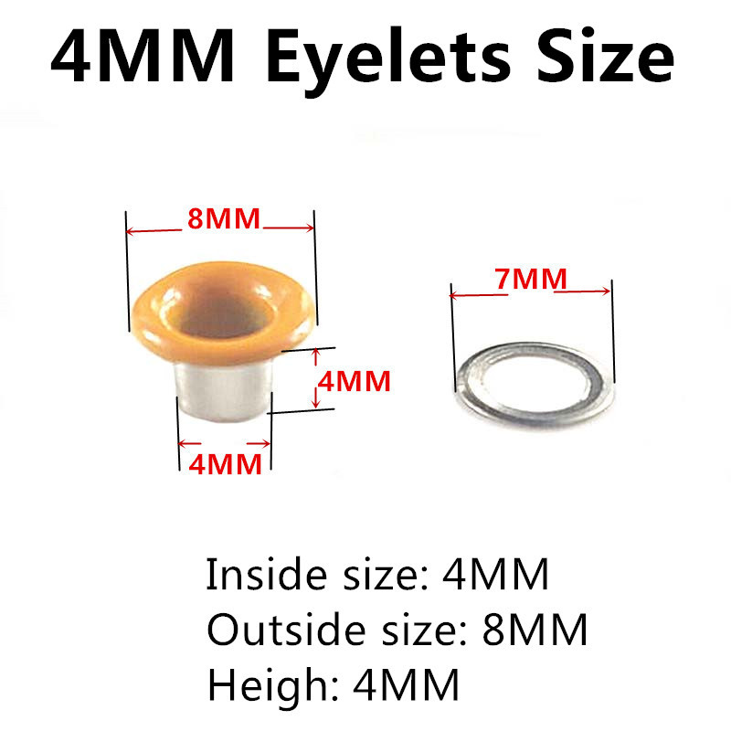 50 vnt 4 mm 5 mm 6 mm 1 mišrus 10 spalvų metalas, spalvingos kilpos, įvorės, iškarpos, skirtos odinėms rankdarbiams pasidaryk pats batai.