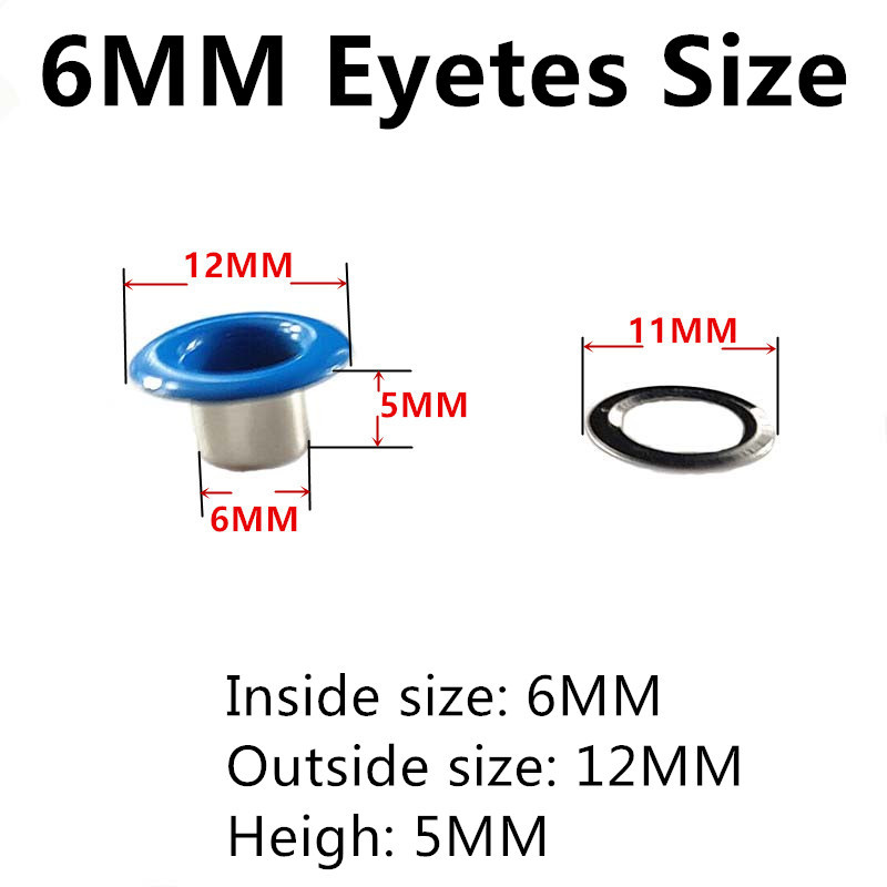 50 vnt 4 mm 5 mm 6 mm 1 mišrus 10 spalvų metalas, spalvingos kilpos, įvorės, iškarpos, skirtos odinėms rankdarbiams pasidaryk pats batai.