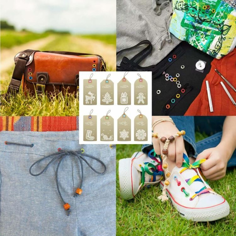 50 vnt 4 mm 5 mm 6 mm 1 mišrus 10 spalvų metalas, spalvingos kilpos, įvorės, iškarpos, skirtos odinėms rankdarbiams pasidaryk pats batai.