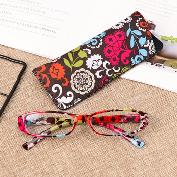 1PC нова мода за дамски очила за четене, подходяща торбичка, ултра лека смола, щампа с цветя, увеличителни очила, грижа за зрението