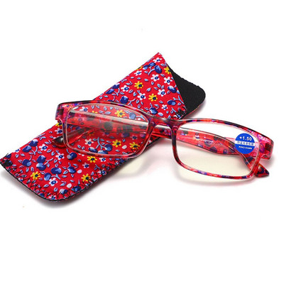 1 tk. Uus mood naiste lugemisprillid, sobiv kott Ultrakerge vaigutrükiga lillega suurendavad prillid Nägemishooldus