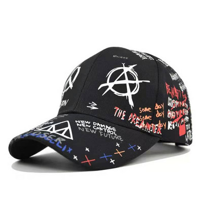 Șapcă de baseball Graffiti Femei Bărbați New Summer Letter Print Snapback Gorras Para Hombre Casquette Femme Hip Hop Pălării pentru femei Negru