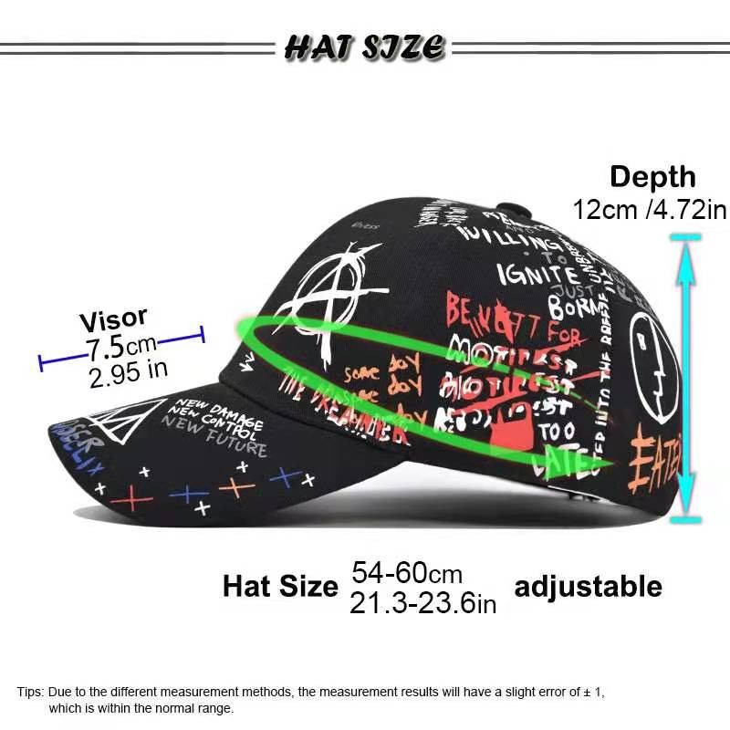Șapcă de baseball Graffiti Femei Bărbați New Summer Letter Print Snapback Gorras Para Hombre Casquette Femme Hip Hop Pălării pentru femei Negru