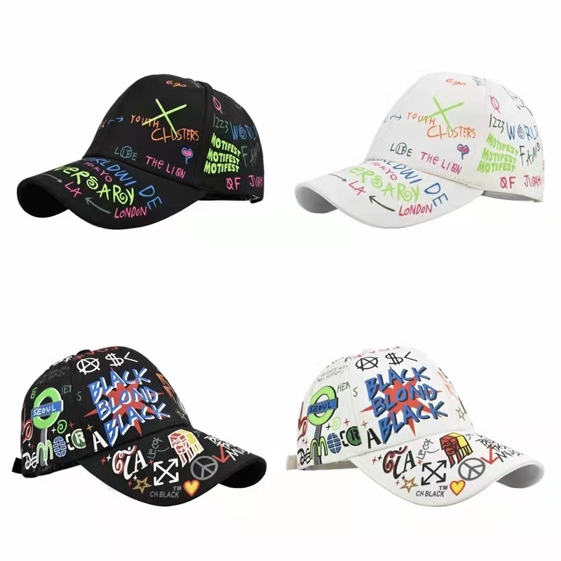 Graffiti beisbolo kepuraitė, vyriška, 2021 m. vasaros laiškų spauda Snapback Gorras Hombre Casquette Femme moteriškos hiphopo kepurės