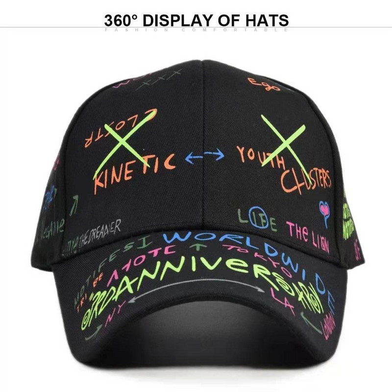 Graffiti beisbolo kepuraitė, vyriška, 2021 m. vasaros laiškų spauda Snapback Gorras Hombre Casquette Femme moteriškos hiphopo kepurės
