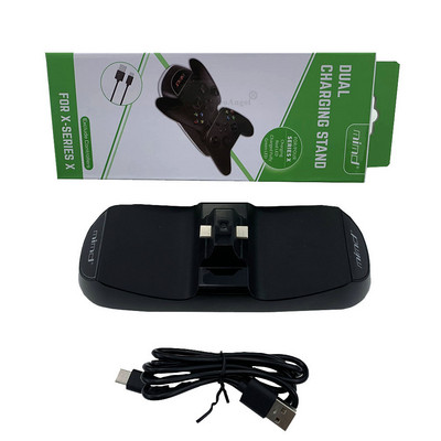 XBOX sorozatú X gyorstöltőhöz Kettős töltő dokkoló töltő USB töltőállvánnyal XBOX sorozat X vezérlő tárolóállvánnyal