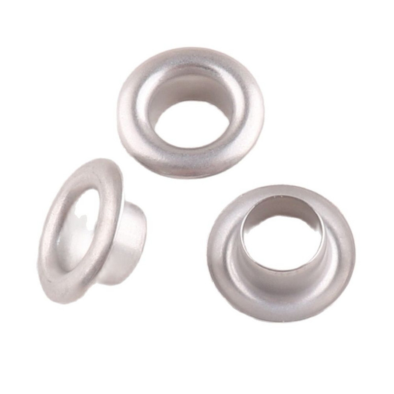 100 rinkinių Metalinės kilpos 4*10mm sidabrinės su įvorėmis, skirtos „pasidaryk pats“ Scrapbooking batų diržo dangtelis Krepšys Žymė Drabužiai Kuprinės Priedai Siuvimas