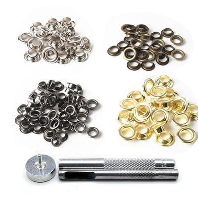 50sets+1set tools Metal Eyelets with Grommet for Leathercraft Shoe Belt DIY Scrapbooking Cap Bag Tag Clothes Accessories