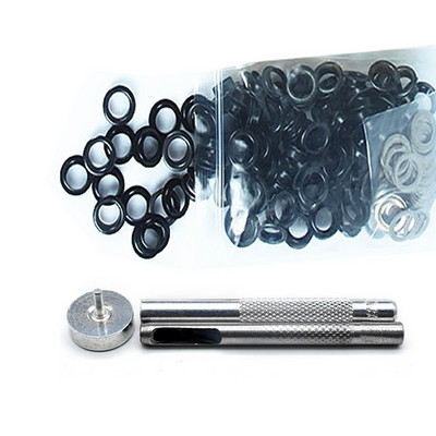 50 komplekti + 1 komplekts instrumenti Metāla cilpas ar uzmavu Leathercraft apavu jostai DIY Scrapbooking Cepures Soma Birkas Apģērbu Aksesuāri
