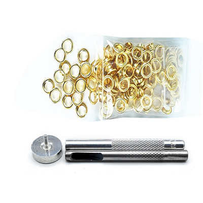 50 komplekti + 1 komplekts instrumenti Metāla cilpas ar uzmavu Leathercraft apavu jostai DIY Scrapbooking Cepures Soma Birkas Apģērbu Aksesuāri