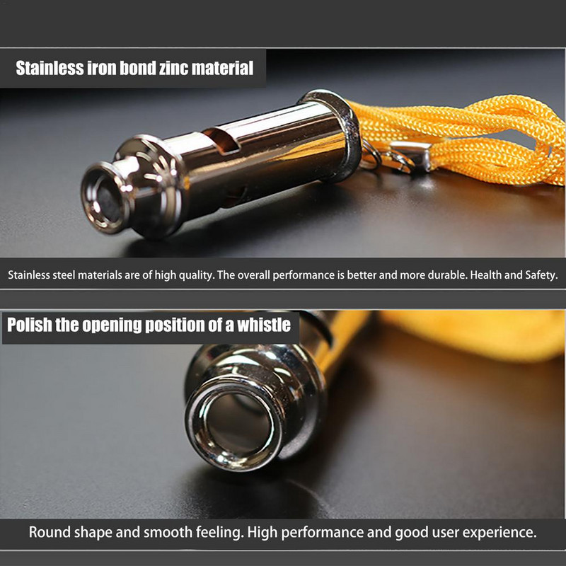 Coach Whistle Safety Emergency Double Tube Σφυρίχτρα από ανοξείδωτο ατσάλι με κορδόνι για προπονητικούς αγώνες Survival Camping σε εξωτερικούς χώρους