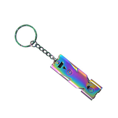 Kaasaskantav õues 150 dB kõrge detsibelliga võtmehoidja vile roostevabast terasest kahetoruga hädaolukorra ellujäämisvile multifunktsionaalsed tööriistad