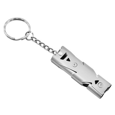 Kaasaskantav õues 150 dB kõrge detsibelliga võtmehoidja vile roostevabast terasest kahetoruga hädaolukorra ellujäämisvile multifunktsionaalsed tööriistad