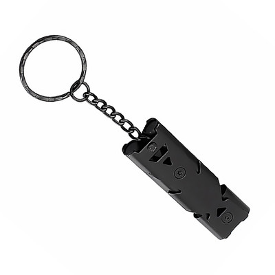 Kaasaskantav õues 150 dB kõrge detsibelliga võtmehoidja vile roostevabast terasest kahetoruga hädaolukorra ellujäämisvile multifunktsionaalsed tööriistad