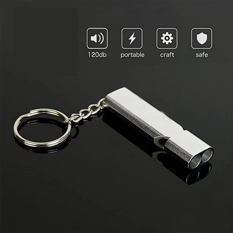 1/2 gab avārijas svilpe alumīnija sakausējuma izdzīvošanas svilpe āra kempingam pārnēsājams EDC rīks SOS zemestrīces dubultcaurules svilpe