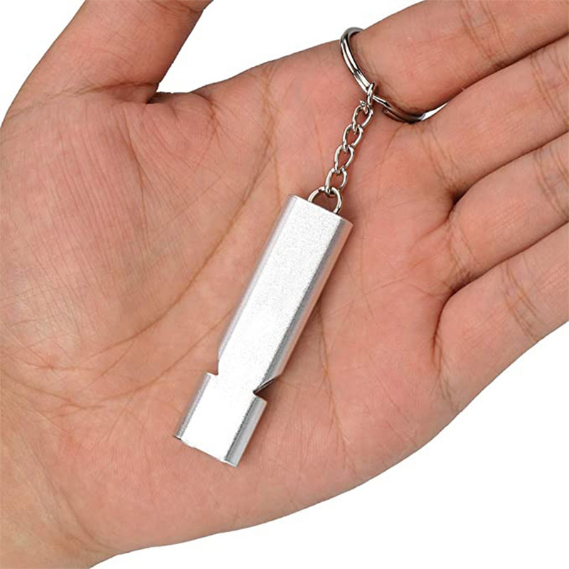 1/2 gab avārijas svilpe alumīnija sakausējuma izdzīvošanas svilpe āra kempingam pārnēsājams EDC rīks SOS zemestrīces dubultcaurules svilpe