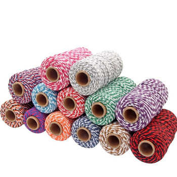 2MM памучен шнур Бейкър Канап Цветни памучни занаяти Канап за макраме Шнур Направи си сам домашен текстил Опаковане на подаръци Сватбен декор