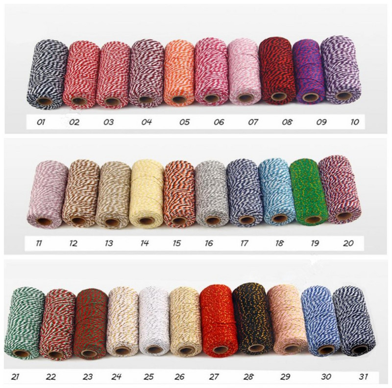 2 mm puuvillane nöör küpsetusnöör värviline puuvillane käsitöönöör makramee nöör DIY kodutekstiili kingituste pakkimine pulmakaunistus