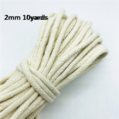 10 yard/tétel 2/2,5/3 mm pamut kötél fonott csavart zsinór kötél kézzel készített dekorációhoz barkács zsinór Ficelles Couleurs cérnazsinór