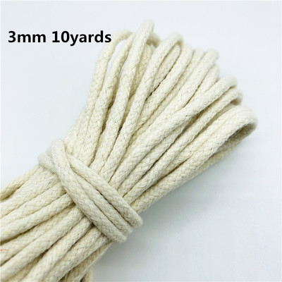 10 yard/tétel 2/2,5/3 mm pamut kötél fonott csavart zsinór kötél kézzel készített dekorációhoz barkács zsinór Ficelles Couleurs cérnazsinór