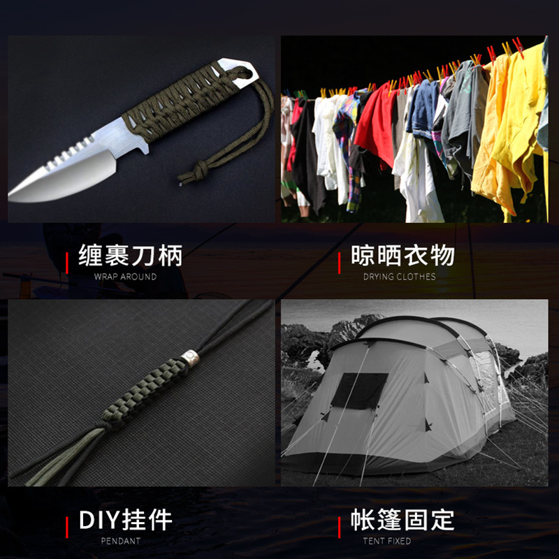 5 yard / telek 2 mm 4 mm világító ejtőernyő ejtőernyő zsinór zsinór sátor kötél Guyline Mil specifikáció típus túrázáshoz kempinghez