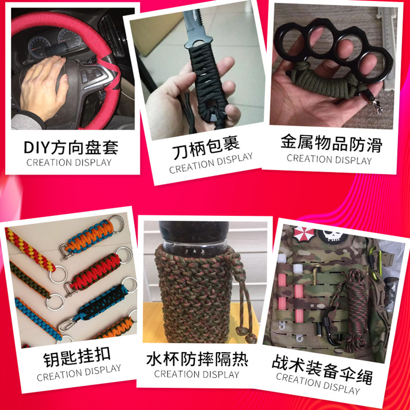 5 yard / telek 2 mm 4 mm világító ejtőernyő ejtőernyő zsinór zsinór sátor kötél Guyline Mil specifikáció típus túrázáshoz kempinghez