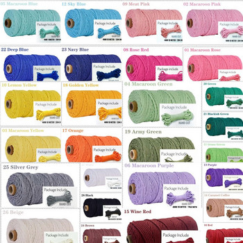 4 мм плетен шнур от памучно въже с всички видове цветове за плетене на макраме Направи си сам занаяти Декорация на стая