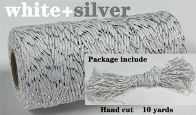 2 mm dvobojni pamučni konop 10 jardi Bakers Twine String Pamučni konac za uređenje doma Ručno DIY zamatanje božićnih darova