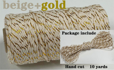 2 mm dvobojni pamučni konop 10 jardi Bakers Twine String Pamučni konac za uređenje doma Ručno DIY zamatanje božićnih darova