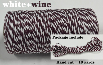 2 mm dvobojni pamučni konop 10 jardi Bakers Twine String Pamučni konac za uređenje doma Ručno DIY zamatanje božićnih darova