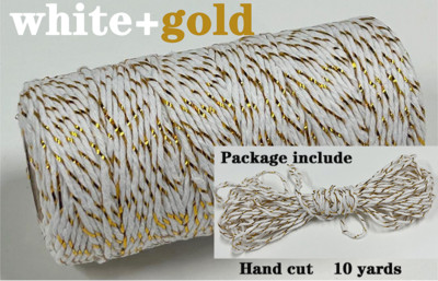 2 mm dvobojni pamučni konop 10 jardi Bakers Twine String Pamučni konac za uređenje doma Ručno DIY zamatanje božićnih darova