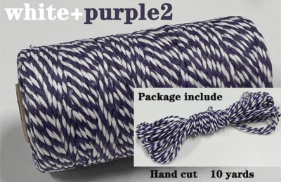 2 mm dvobojni pamučni konop 10 jardi Bakers Twine String Pamučni konac za uređenje doma Ručno DIY zamatanje božićnih darova
