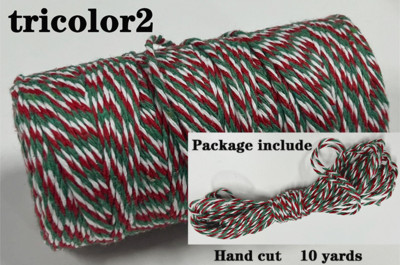 2 mm dvobojni pamučni konop 10 jardi Bakers Twine String Pamučni konac za uređenje doma Ručno DIY zamatanje božićnih darova
