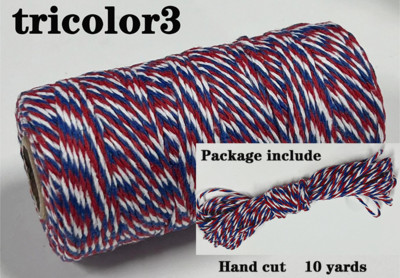 2 mm dvobojni pamučni konop 10 jardi Bakers Twine String Pamučni konac za uređenje doma Ručno DIY zamatanje božićnih darova