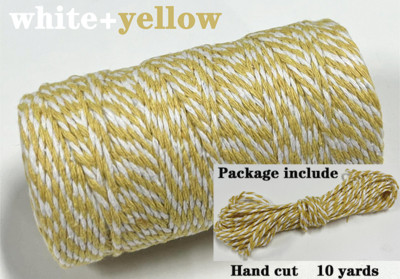 2 mm dvobojni pamučni konop 10 jardi Bakers Twine String Pamučni konac za uređenje doma Ručno DIY zamatanje božićnih darova