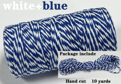 2 mm dvobojni pamučni konop 10 jardi Bakers Twine String Pamučni konac za uređenje doma Ručno DIY zamatanje božićnih darova