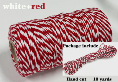 2 mm dvobojni pamučni konop 10 jardi Bakers Twine String Pamučni konac za uređenje doma Ručno DIY zamatanje božićnih darova