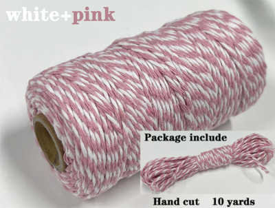 2 mm dvobojni pamučni konop 10 jardi Bakers Twine String Pamučni konac za uređenje doma Ručno DIY zamatanje božićnih darova