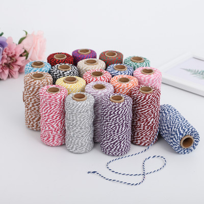 2 mm двуцветно памучно въже 10 ярда Bakers Twine String Памучен конец за домашен декор Ръчно изработено DIY опаковане на коледни подаръци