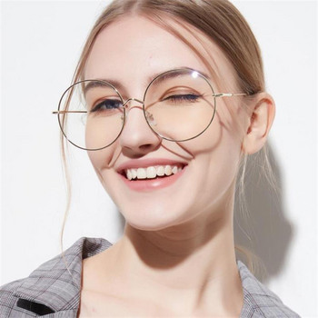Υπερμεγέθη στρογγυλό μεταλλικό αντι μπλε φως Γυναικεία γυαλιά ανάγνωσης Ανδρικά γυαλιά καθαρού φακού Vintage γυαλιά πρεσβυωπίας Μεγάλα γυαλιά υπολογιστή