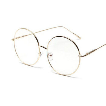 Извънгабаритни кръгли метални очила против синя светлина, женски очила за четене, мъжки прозрачни лещи, винтидж очила, големи компютърни очила за пресбиопия