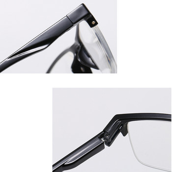 Квадратни очила за четене с половин рамка Мъжки прозрачни лупи с очила за пресбиопия Черни +75 125 175 225 275 325 375