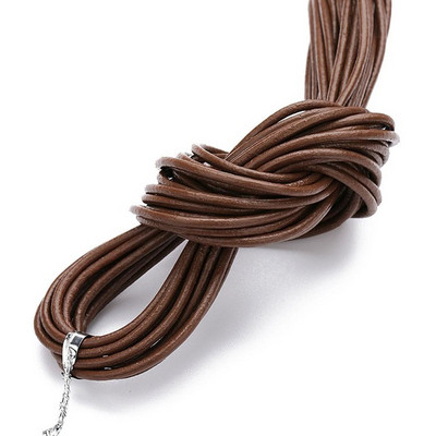 Διάμετρος 10 μέτρων 1/1,5/2/3 χιλιοστά Στρογγυλό κορδόνι από 100% γνήσιο δέρμα για βραχιόλι κολιέ DIY Κοσμήματα Κατασκευή Ευρήματα Προμήθειες Σχοινί