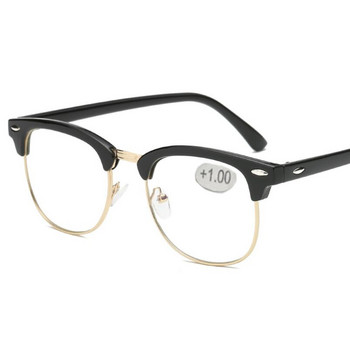 Очила за четене с метална половин рамка Очила с пресбиопия Мъжки женски Очила за далечно виждане със сила +0,5 +0,75 +1,0 +1,25 до +4,0