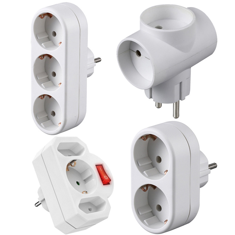 Adaptor priză de perete Schuko la pământ european 2/4/3 căi Priză de convertizor de priză de extensie Coreea Rusia 3500W 16A 250V