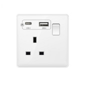 Baltas 18 W tipo C kištukas greito įkrovimo Uk 13A USB C sieninis lizdas, elektros lizdas su USB, universalus 5 kontaktų maitinimo lizdas