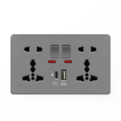 Baltas 18 W tipo C kištukas greito įkrovimo Uk 13A USB C sieninis lizdas, elektros lizdas su USB, universalus 5 kontaktų maitinimo lizdas