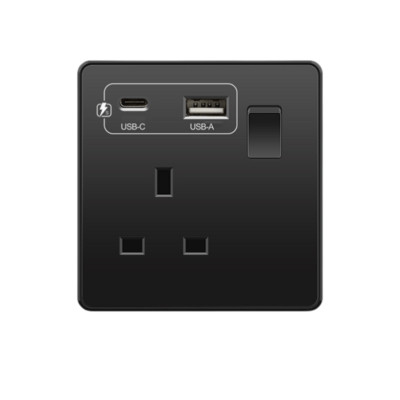 Baltas 18 W tipo C kištukas greito įkrovimo Uk 13A USB C sieninis lizdas, elektros lizdas su USB, universalus 5 kontaktų maitinimo lizdas